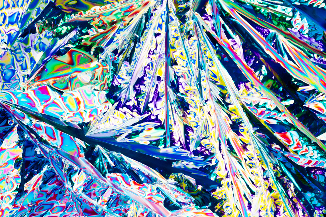 tartrate crystals in wine viewed in polarized light