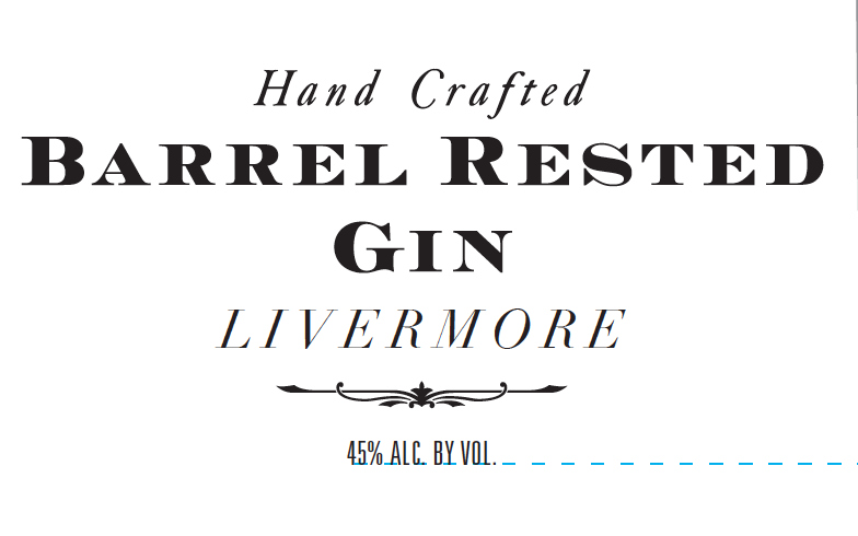 black and white image of our barrel rested gin label