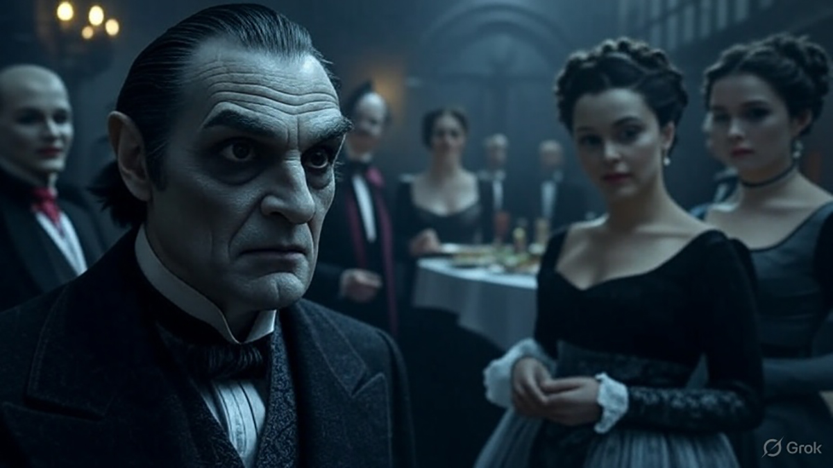 A GOTHIC IMAGE OF VAMPIRES AT A BALL